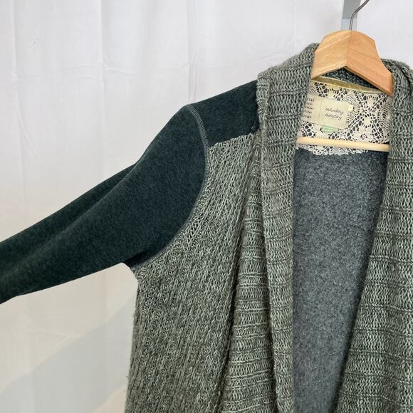 SATURDAY SUNDAY Sz S Anthropologie Cascado Draped Open Cardigan Sweater Green - Picture 3 of 6